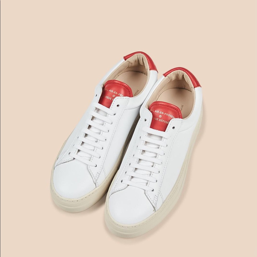 Zespa White/Red Leather Sneakers - Never Worn